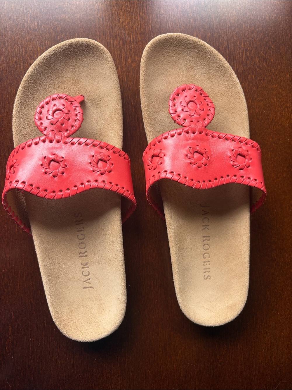 BRAND NEW Jack Rogers Coral Leather Sandals - Size 9